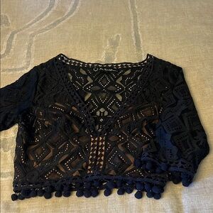 Black Lace Crop Top